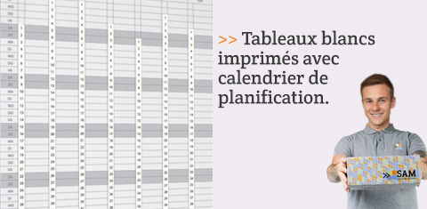 Tableau blanc imprimé avec planning